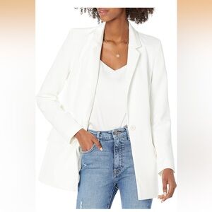 The Drop Women's White Single-Button Blazer Jacket